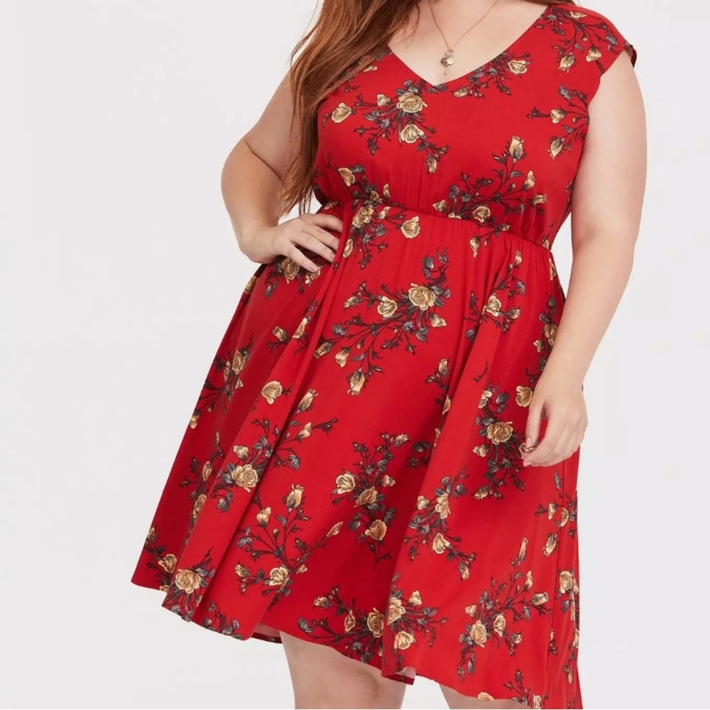 Torrid Floral Challis Skater Dress Size 1